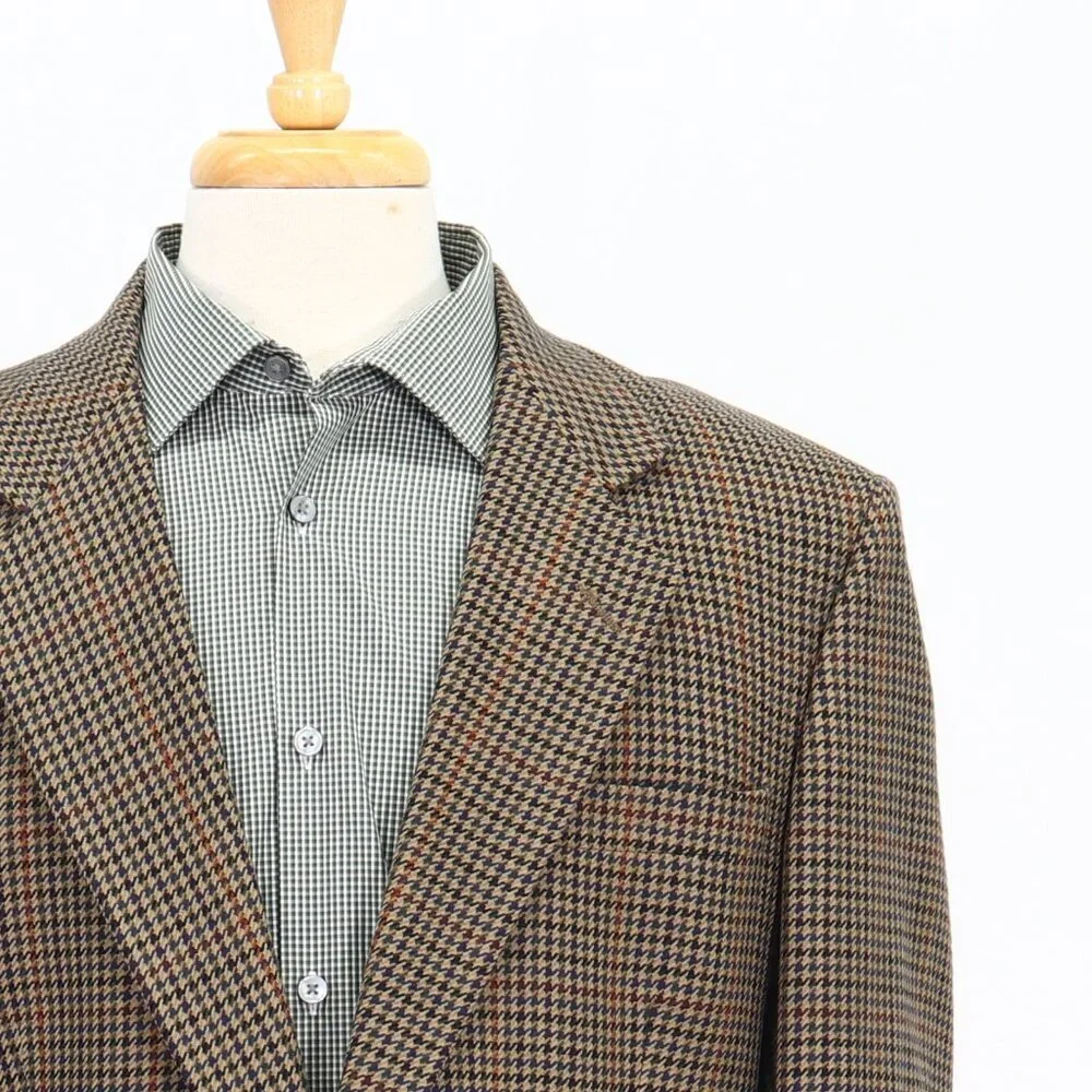 Hart Schaffner Marx 42L Brown Check 2-Button Sport Coat Blazer Jacket T227